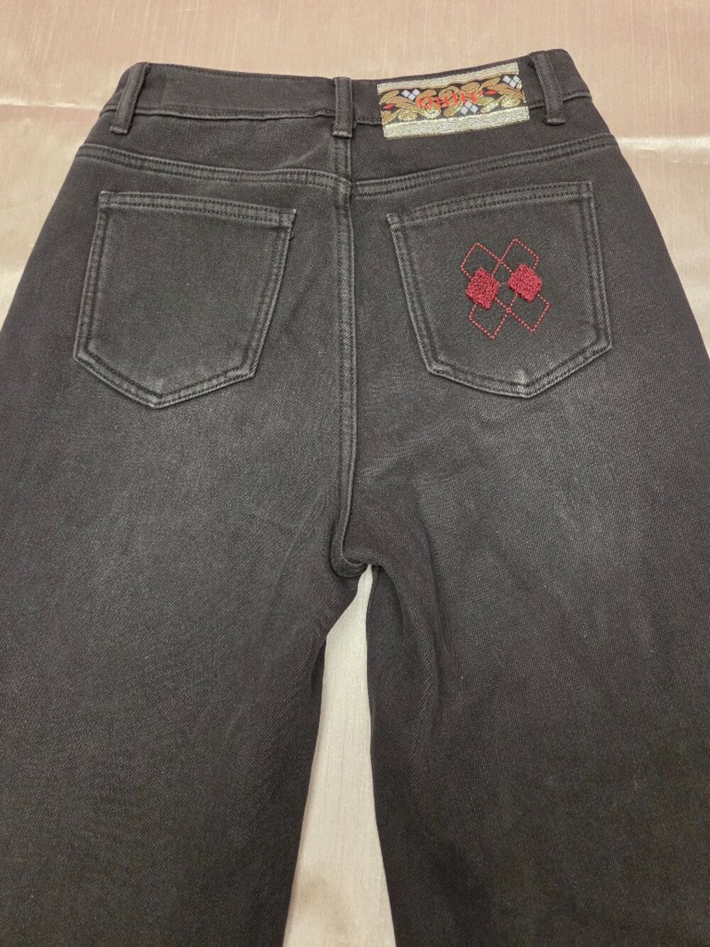 QHHP Women's Jeans 100% Cotton Black Fleece on Inside, Size 27
